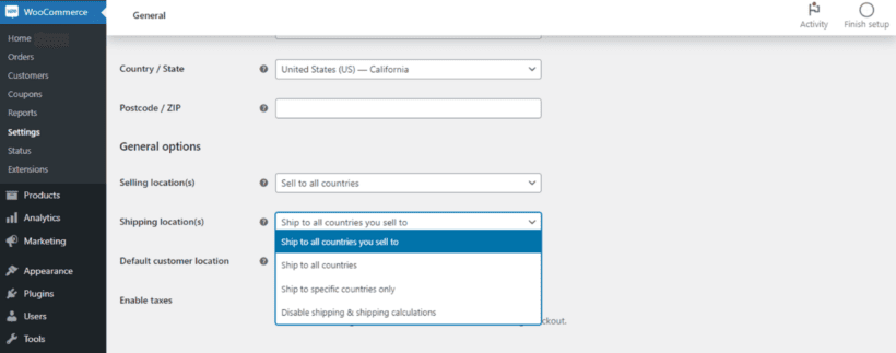WooCommerce shipping zone setup 1