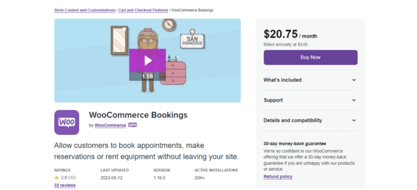 best WordPress reservation plugin - WooCommerce Bookings