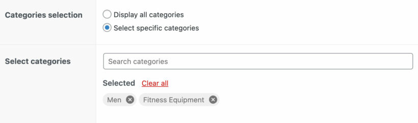 Create WooCommerce filter with specific categories