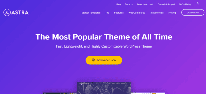 fastest theme for woocommerce - Astra