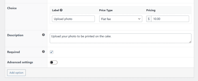 Add field label and description