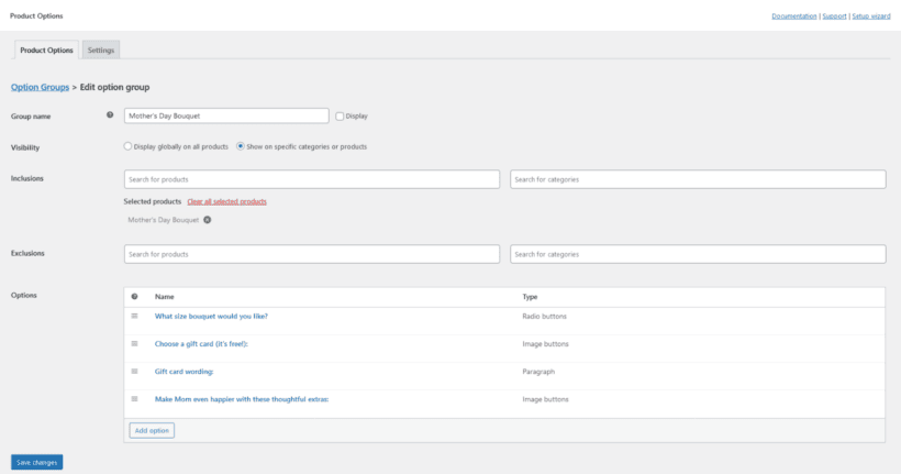Mother's Day Bouquet Product Options