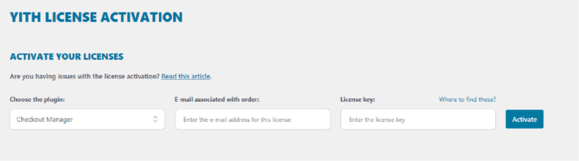 YITH WooCommerce Checkout Manager Plugin License