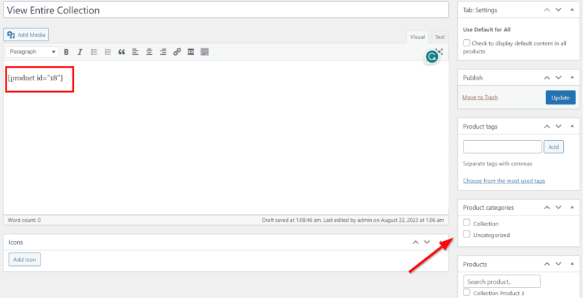 add new collection as product tab