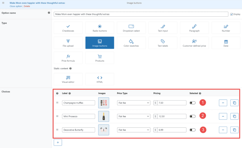 Extra Product Options