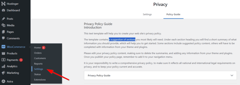 go to woocommerce settings