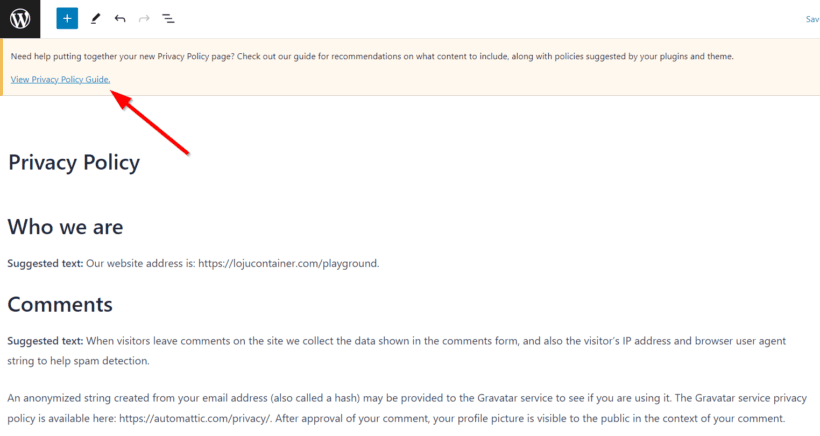 woocommerce in-built privacy policy page guide