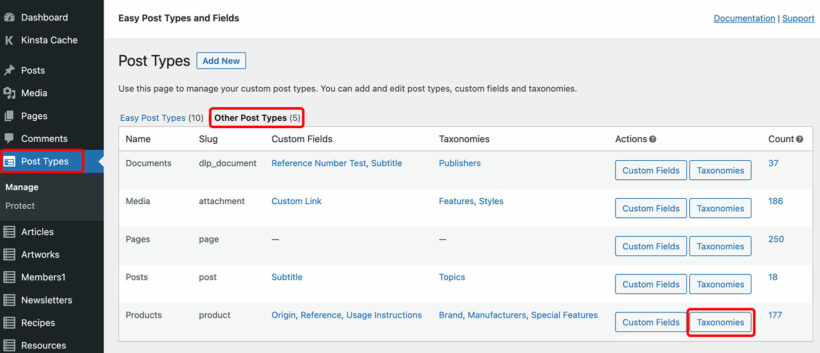 Add taxonomy to WooCommerce Products Easy Post Types
