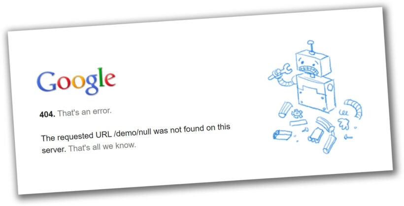Google 404 error