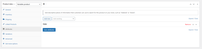Product Data Metabox - Attributes Tab
