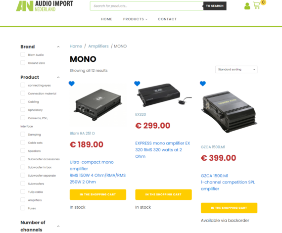 Audio Import Nederland shop page