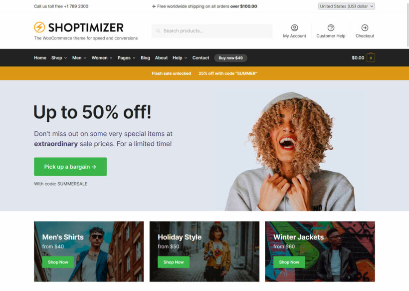 Shoptimizer theme - alternative to slow theme for WooCommerce