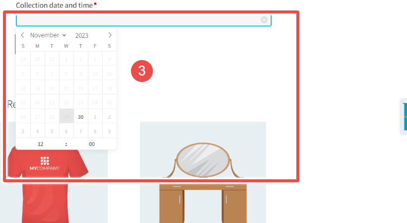 Date picker on Bike rental demo product