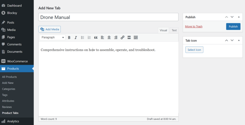 Add custom tab title and description