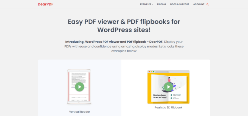 WordPress PDF viewer - dearpdf