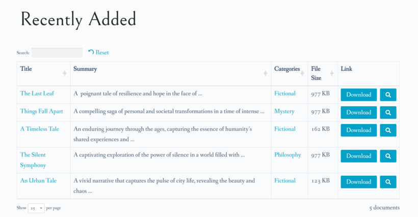 PDF Library on a page built using Elementor