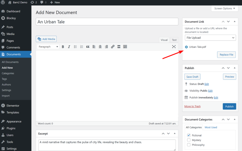 Upload PDF file manually