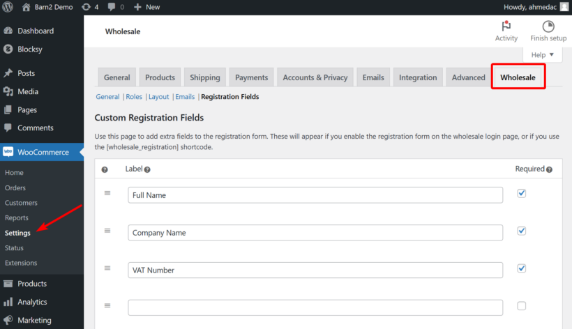 Wholesale registration form using Wholesale Pro