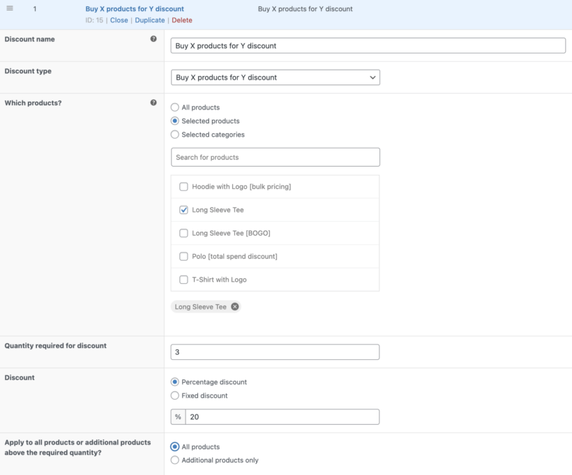 WooCommerce discount plugin Buy X products for Y discount