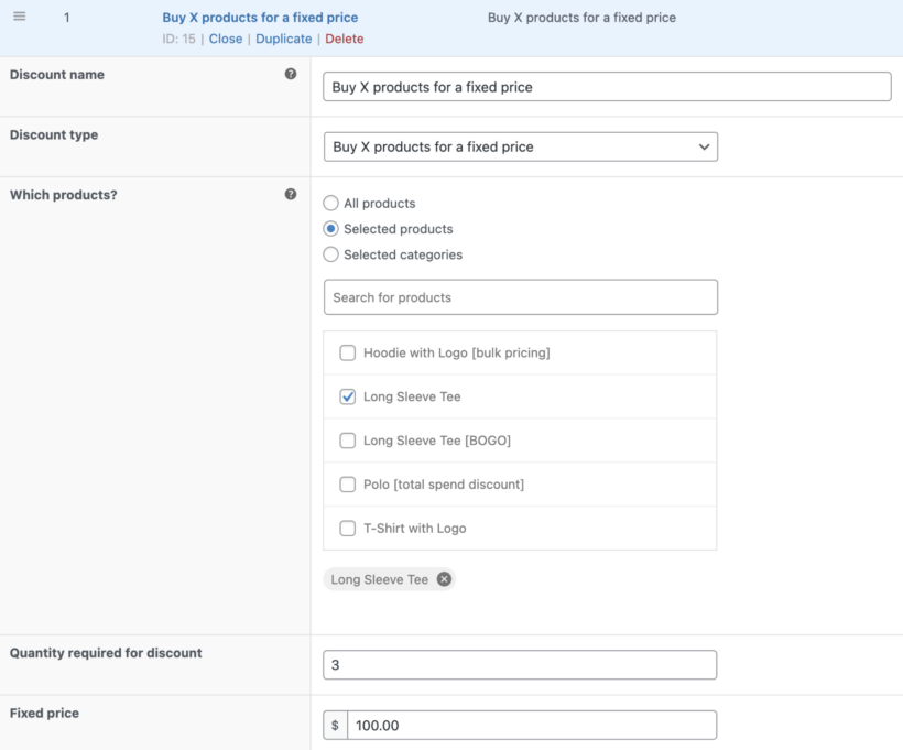 WooCommerce discount plugin Buy X products for a fixed price discount