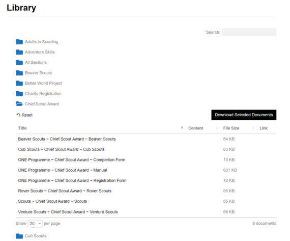 Resources for Scouts bulk downloading options