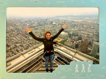 Katie on Taipei 101 building