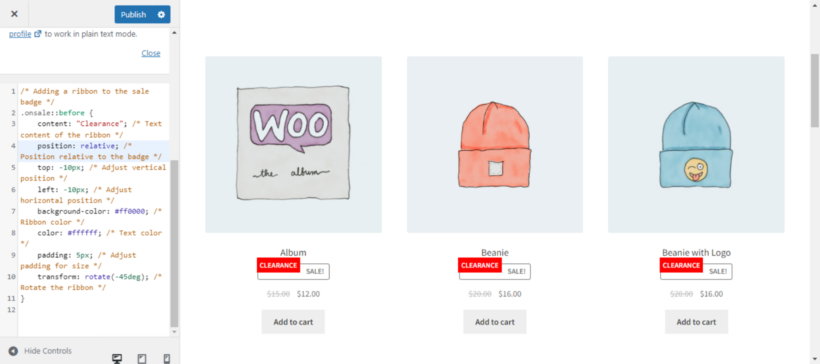 change sale badge woocommerce 5