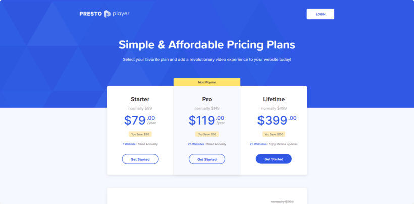 Presto Player pricing