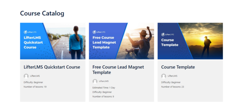 List LifterLMS courses lessons quizzes content 1