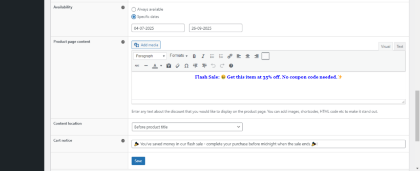 WooCommerce flash sale 4