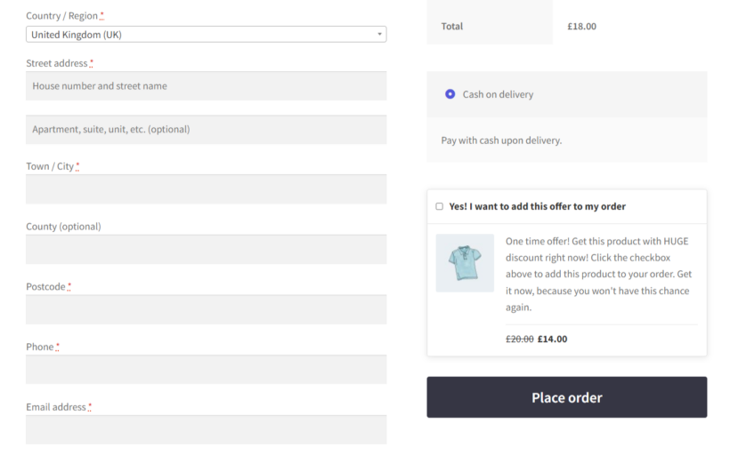 Cross sell checkout plugin