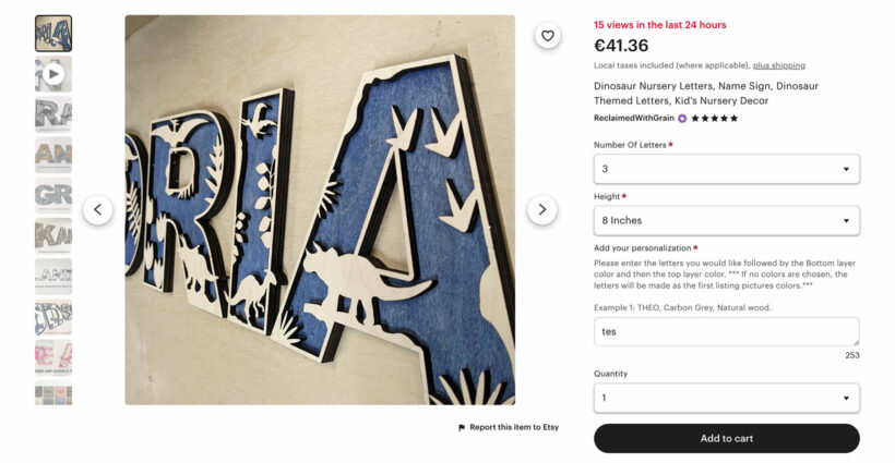 Etsy custom craft letters