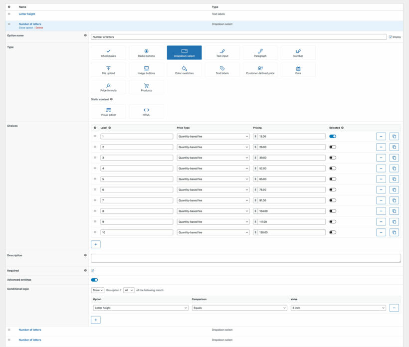 Number of letters field in WooCommerce