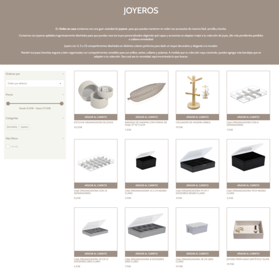 Orden en casa without product filters