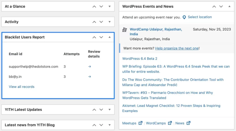Blacklist users report in WooCommerce