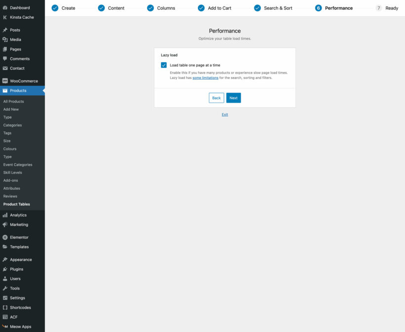 Quick product table for WooCommerce with fast performance and page load times