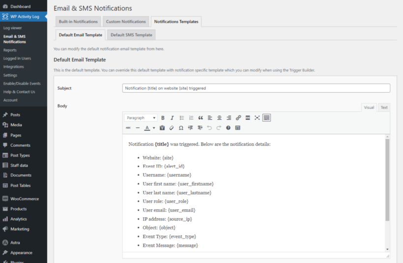 WP Activity Review-Email-SMS-Notifications 2