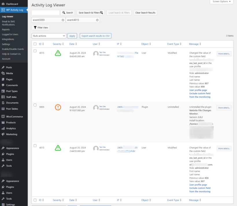 WP Activity Review-Log-Viewer