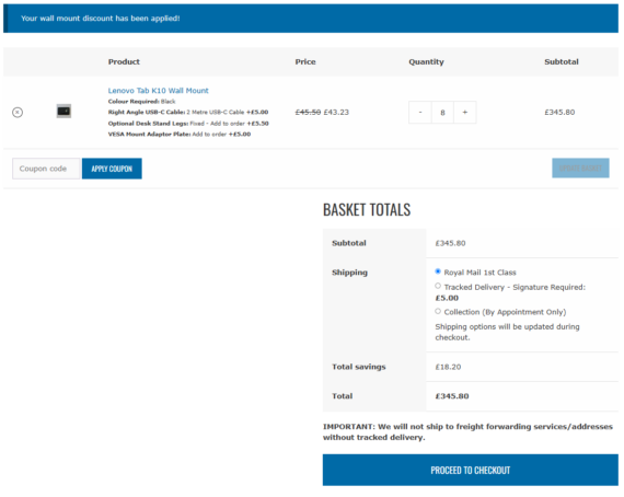 Shopping cart with discount applied
