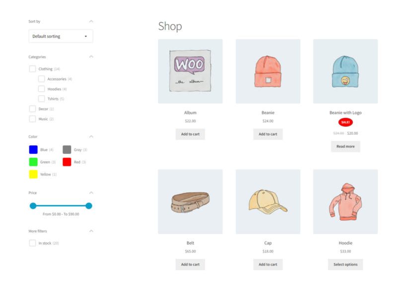 Left sidebar filters in WooCommerce Product Filters plugin