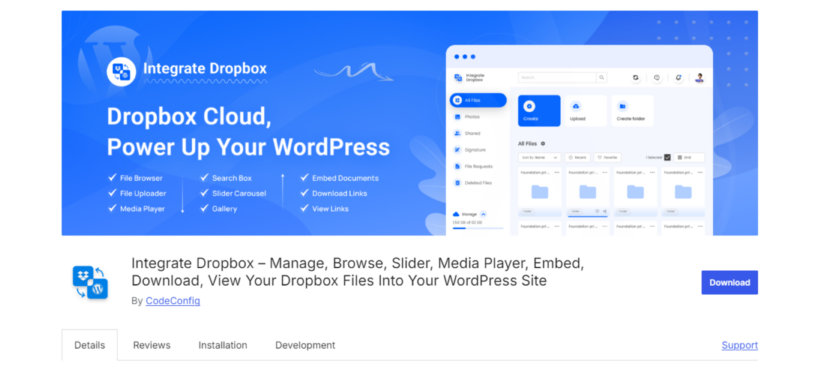 wordpress dropbox plugin-Integrate-Dropbox