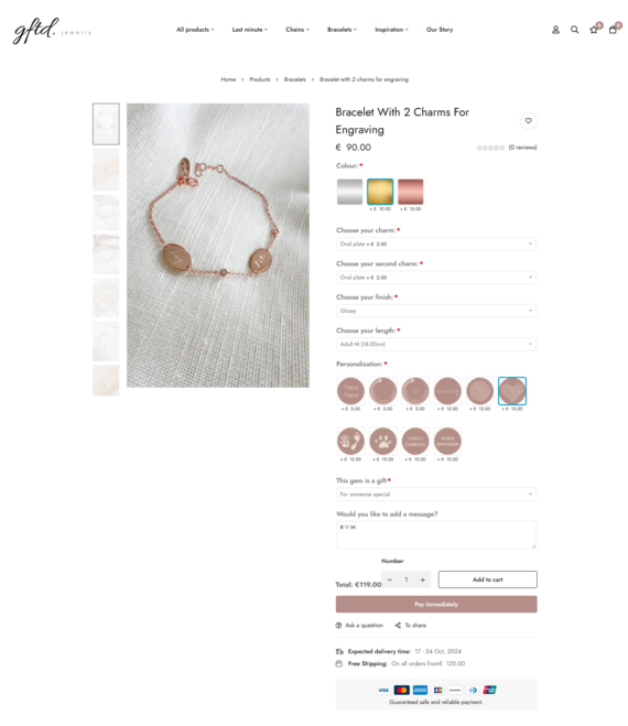 gftd jewelry product options