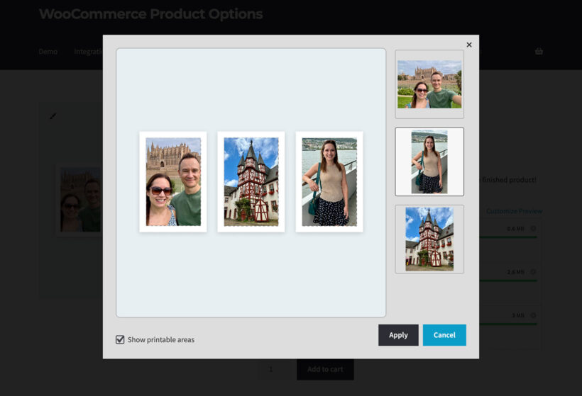 WooCommerce Live Preview Multiple Images Art Triptych