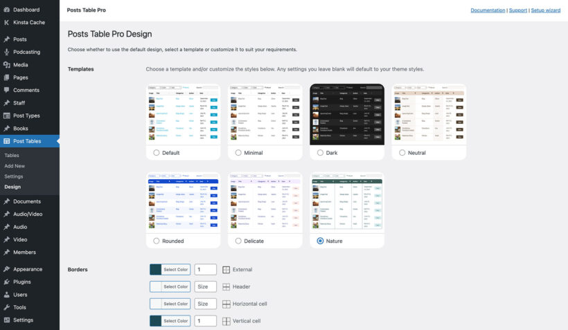 Posts Table Pro design templates