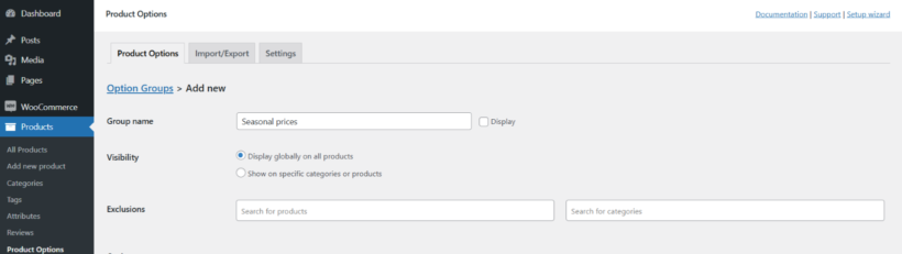 WooCommerce Product Options - seasonal pricing 1