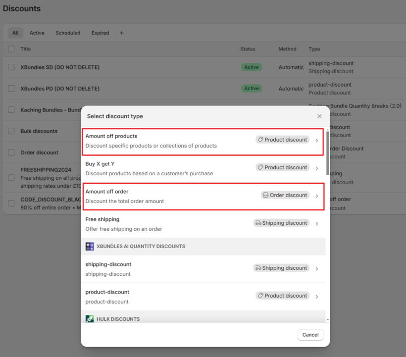 Select discount type