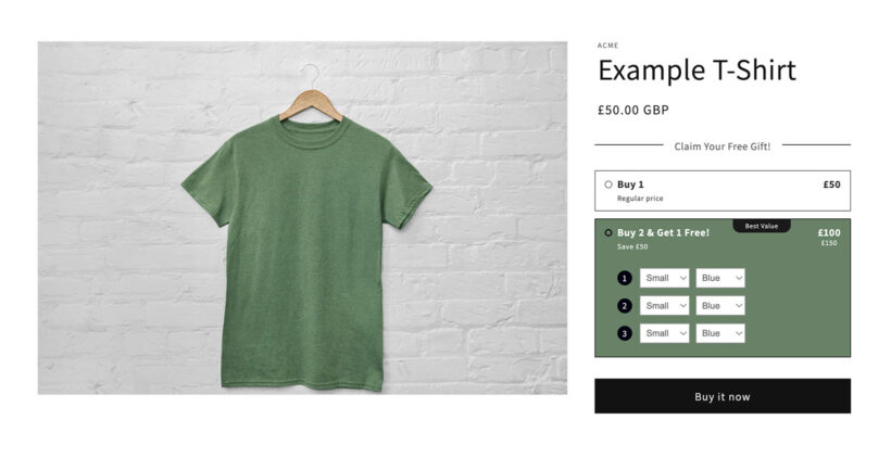Shopify volume bundle free gift app