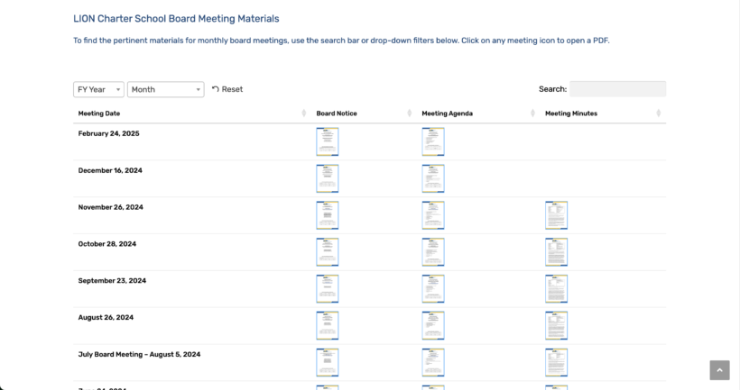 LION school board manage public and private document access