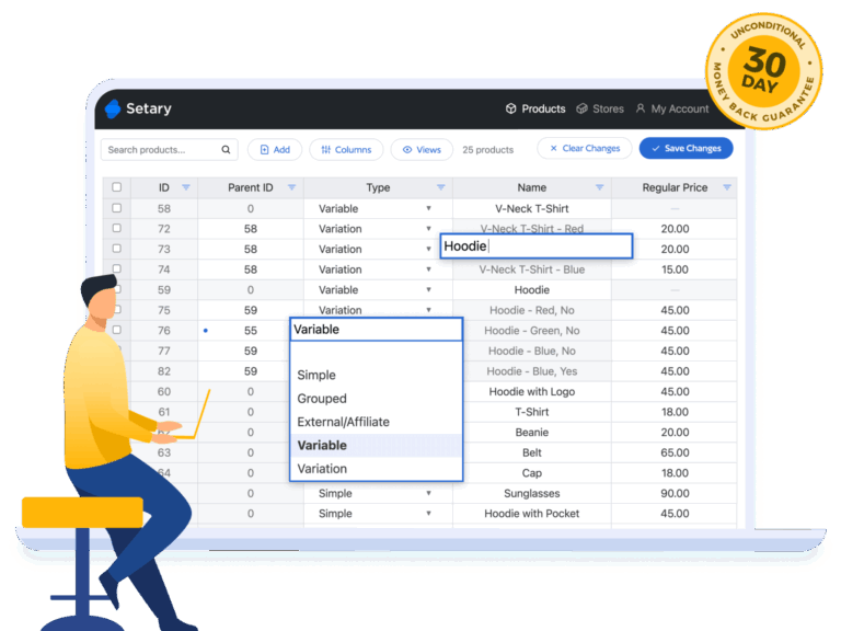 Setary WooCommerce bulk edit plugin