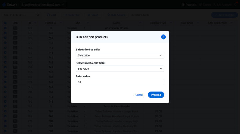 Setary bulk add sale price